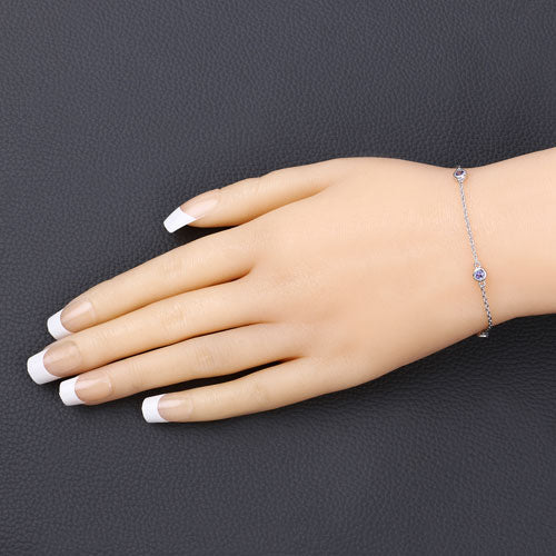 0.50 Carat Genuine Tanzanite .925 Sterling Silver Bracelet