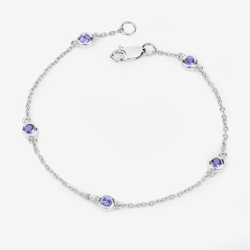 0.50 Carat Genuine Tanzanite .925 Sterling Silver Bracelet