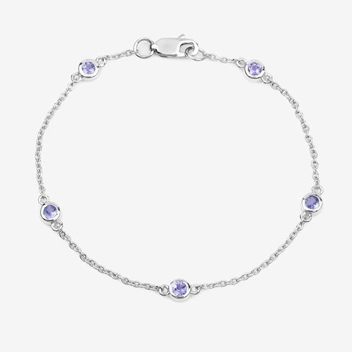 0.50 Carat Genuine Tanzanite .925 Sterling Silver Bracelet