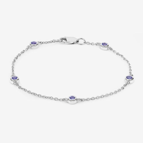 0.50 Carat Genuine Tanzanite .925 Sterling Silver Bracelet