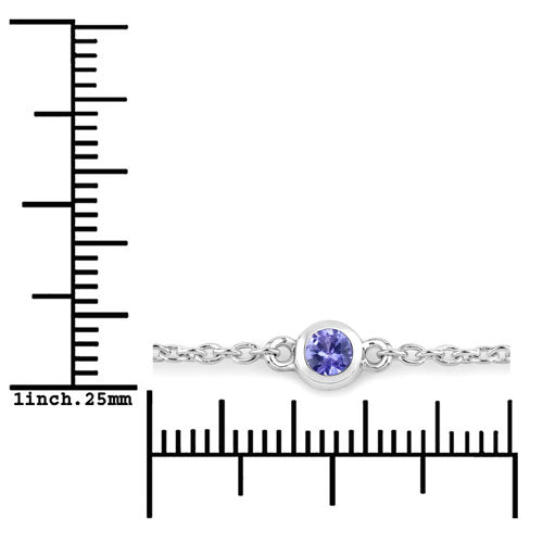 0.50 Carat Genuine Tanzanite .925 Sterling Silver Bracelet