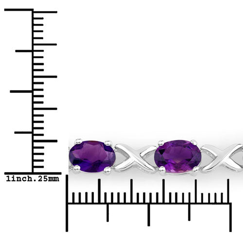 4.00 Carat Genuine Amethyst .925 Sterling Silver Bracelet