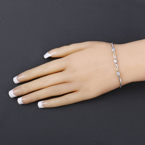 0.74 Carat Genuine Aquamarine and White Sapphire .925 Sterling Silver Bracelet