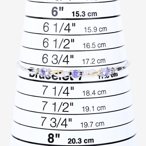 0.77 Carat Genuine Tanzanite and White Sapphire .925 Sterling Silver Bracelet