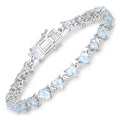 7.71 Carat Genuine Aquamarine and White Diamond .925 Sterling Silver Bracelet