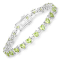 10.24 Carat Genuine Peridot and White Diamond .925 Sterling Silver Bracelet