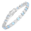 7.64 Carat Genuine Blue Topaz and White Diamond .925 Sterling Silver Bracelet