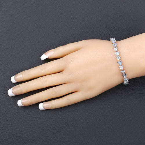 7.64 Carat Genuine Blue Topaz and White Diamond .925 Sterling Silver Bracelet