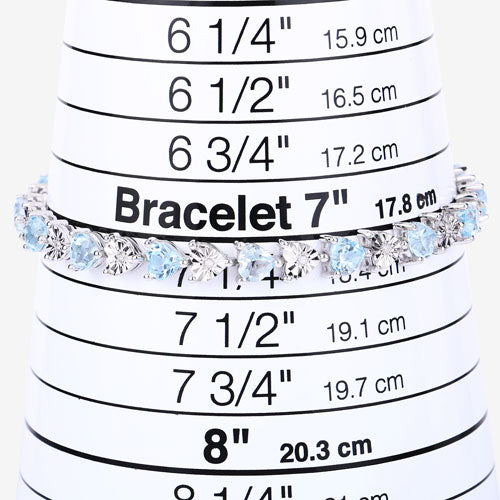 7.64 Carat Genuine Blue Topaz and White Diamond .925 Sterling Silver Bracelet