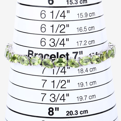 21.37 Carat Genuine Peridot .925 Sterling Silver Bracelet