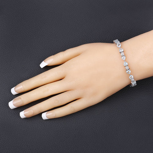 7.36 Carat Genuine Aquamarine and White Diamond .925 Sterling Silver Bracelet