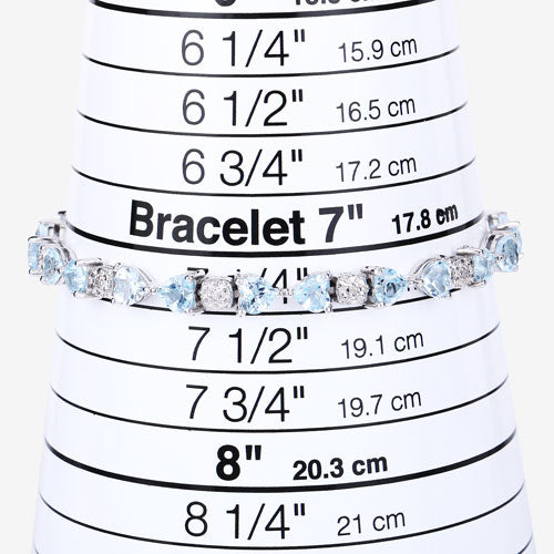 11.10 Carat Genuine Blue Topaz and White Diamond .925 Sterling Silver Bracelet