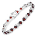 11.10 Carat Genuine Garnet and White Diamond .925 Sterling Silver Bracelet
