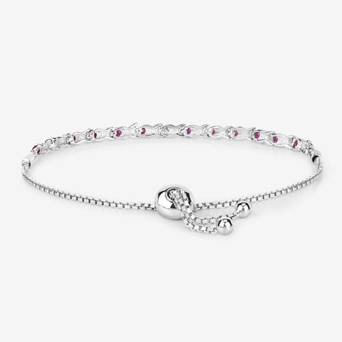 0.88 Carat Genuine Ruby .925 Sterling Silver Bracelet
