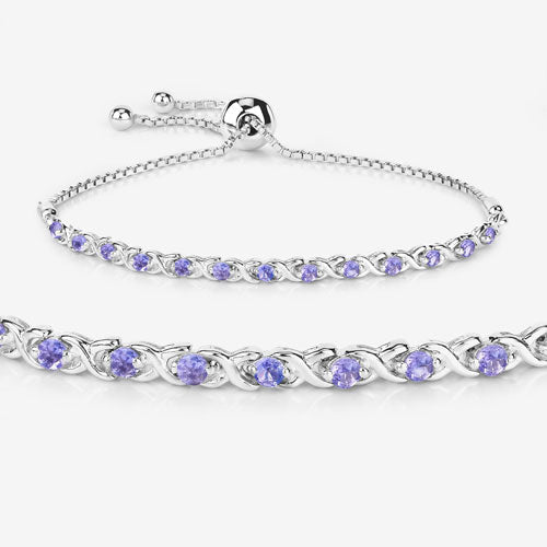 0.91 Carat Genuine Tanzanite .925 Sterling Silver Bracelet