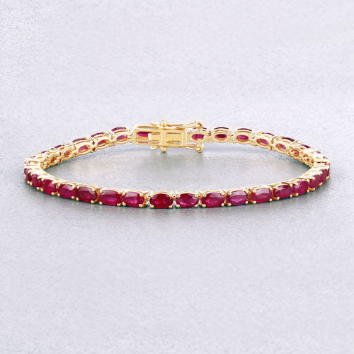 9.18 Carat Genuine Ruby 10K Yellow Gold Bracelet