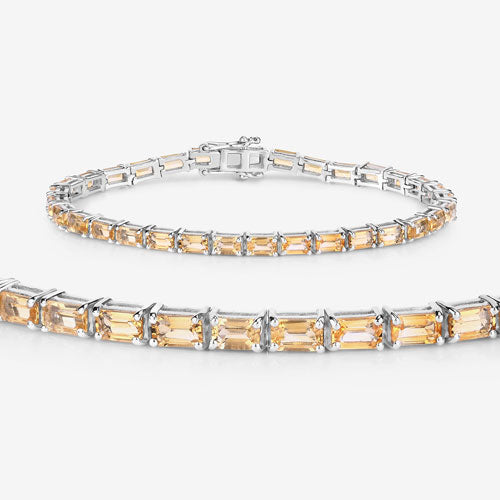 12.80 Carat Genuine Citrine .925 Sterling Silver Bracelet