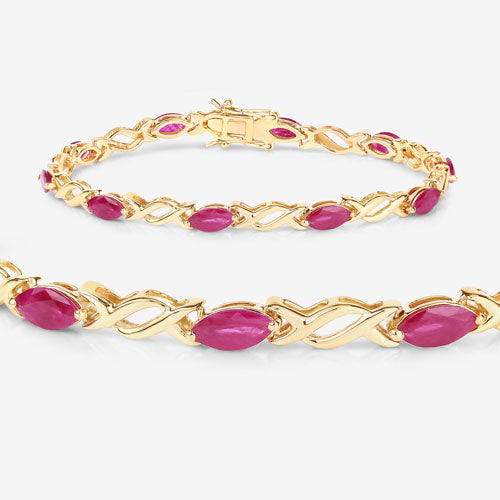 5.00 Carat Genuine Ruby 10K Yellow Gold Bracelet