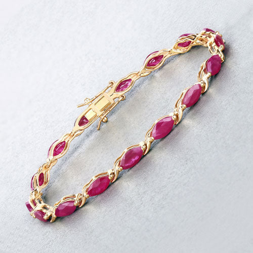 8.00 Carat Genuine Ruby 10K Yellow Gold Bracelet