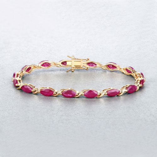 8.00 Carat Genuine Ruby 10K Yellow Gold Bracelet