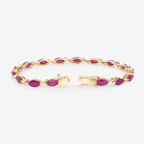 8.00 Carat Genuine Ruby 10K Yellow Gold Bracelet
