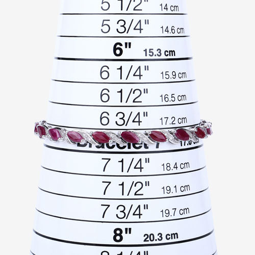 7.78 Carat Genuine Ruby and White Diamond 10K White Gold Bracelet