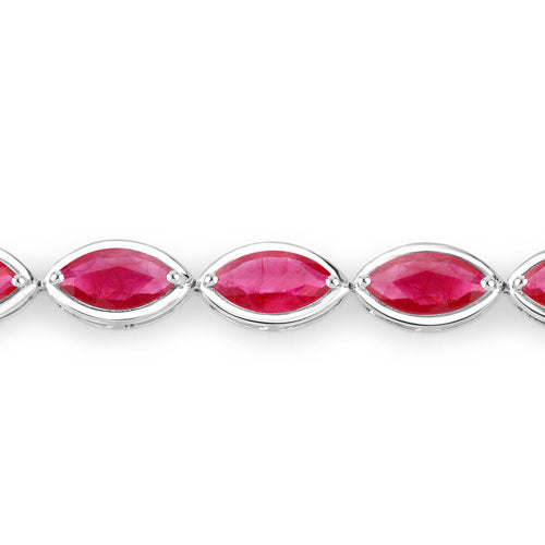 9.00 Carat Genuine Ruby 14K White Gold Bracelet