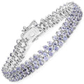 9.66 Carat Genuine Tanzanite .925 Sterling Silver Bracelet