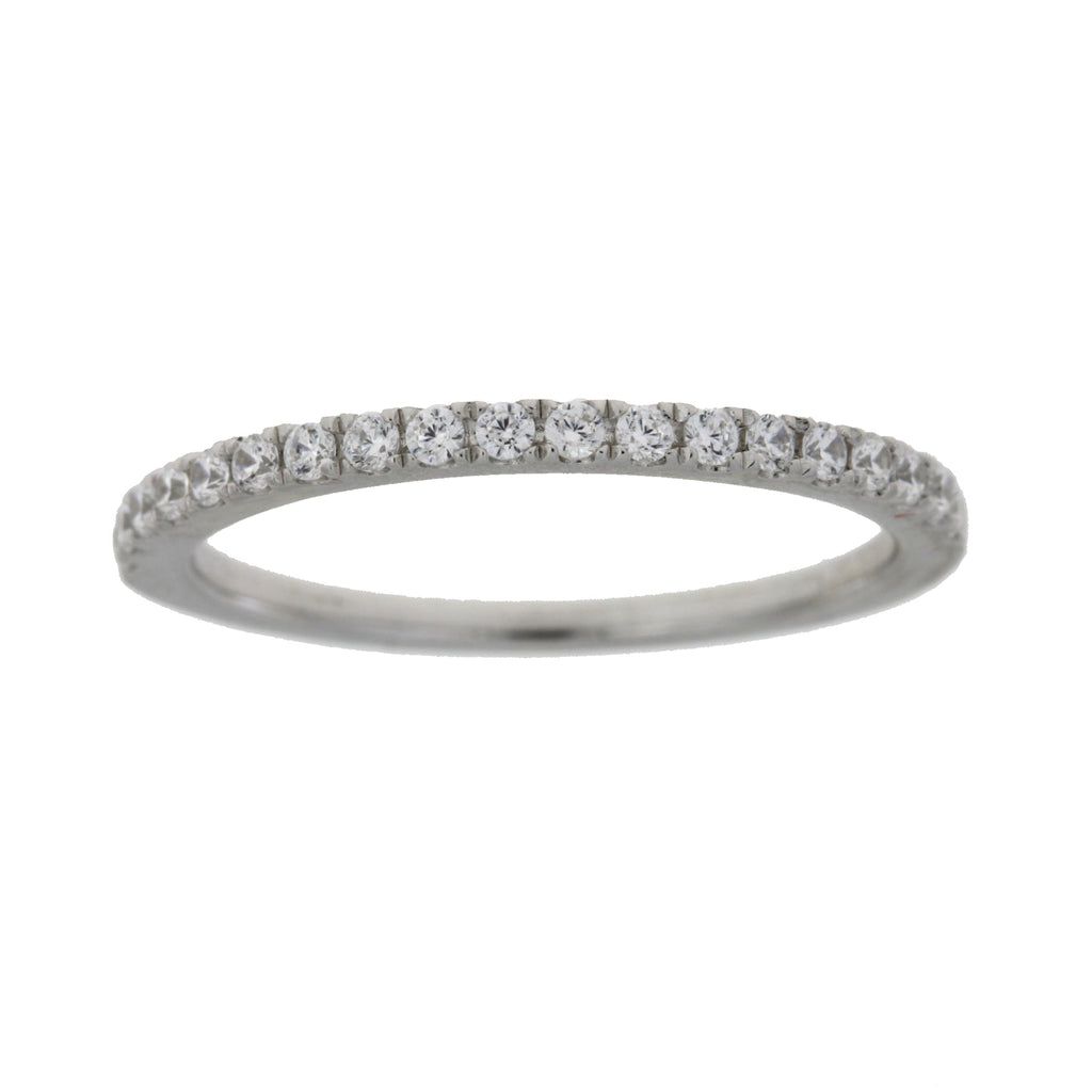 Cubic Zirconium Wedding Band Ring Sterling Silver