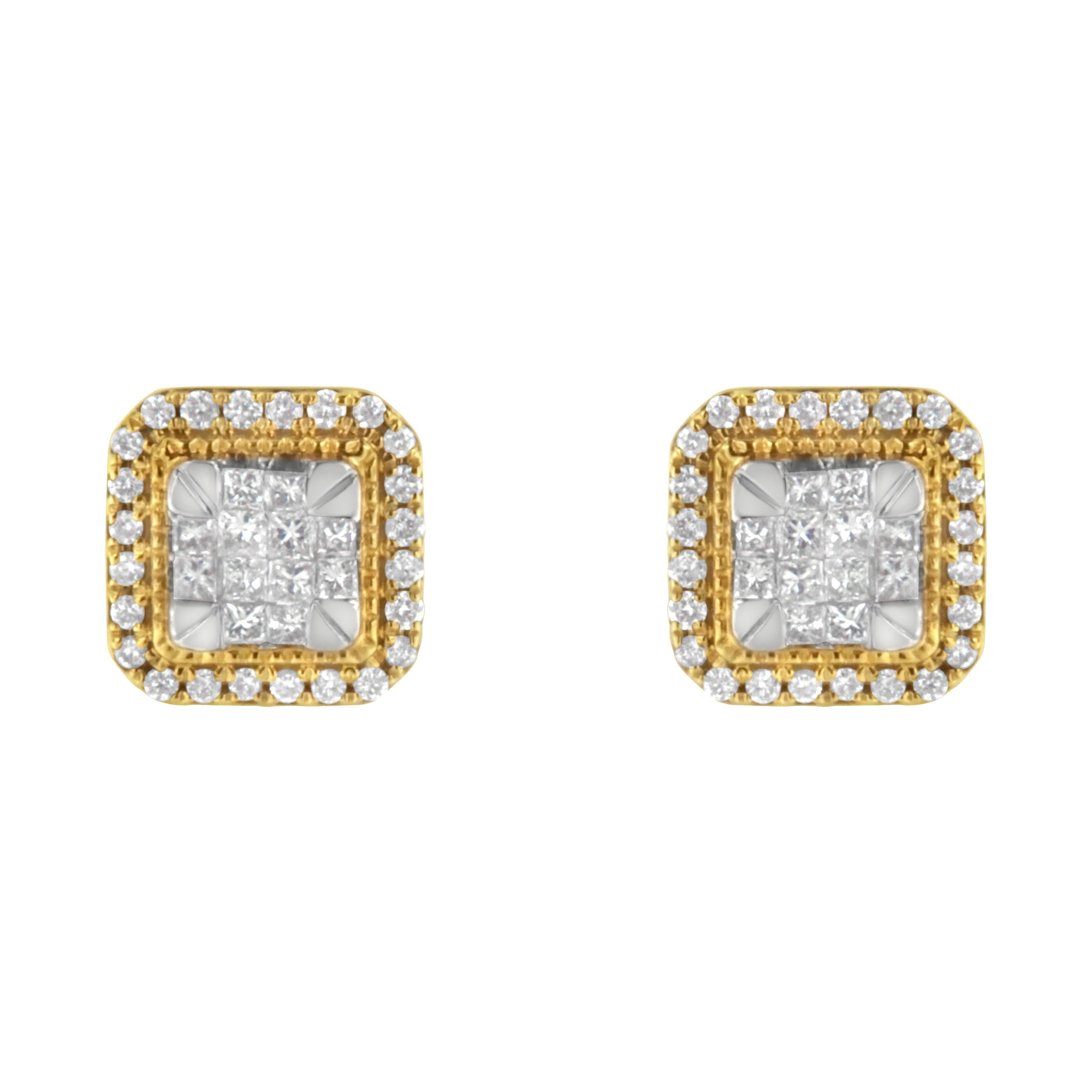 10KT Yellow Gold Diamond Stud Earrings (1/2 cttw, H-I Color, SI2-I1 Clarity)