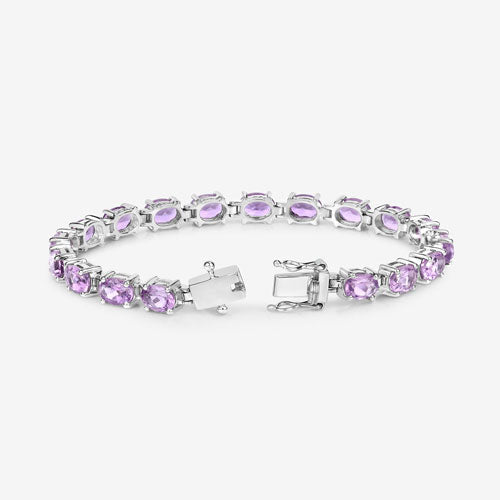 14.40 Carat Genuine Amethyst .925 Sterling Silver Bracelet