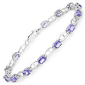 4.29 Carat Genuine Tanzanite .925 Sterling Silver Bracelet