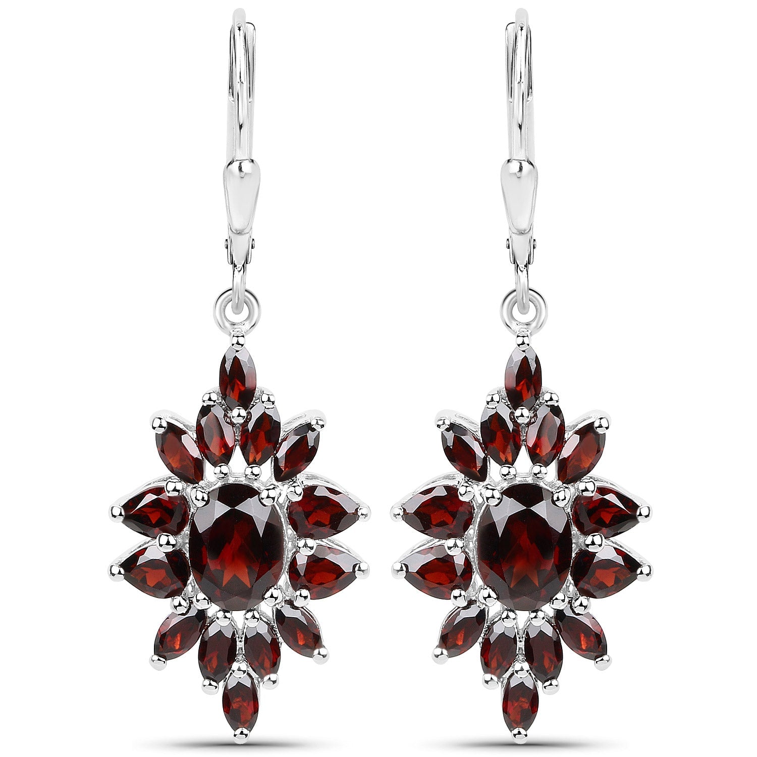 20.24 Carat Genuine Garnet .925 Sterling Silver 3 Piece Jewelry Set (Ring, Earrings, and Pendant w/ Chain)