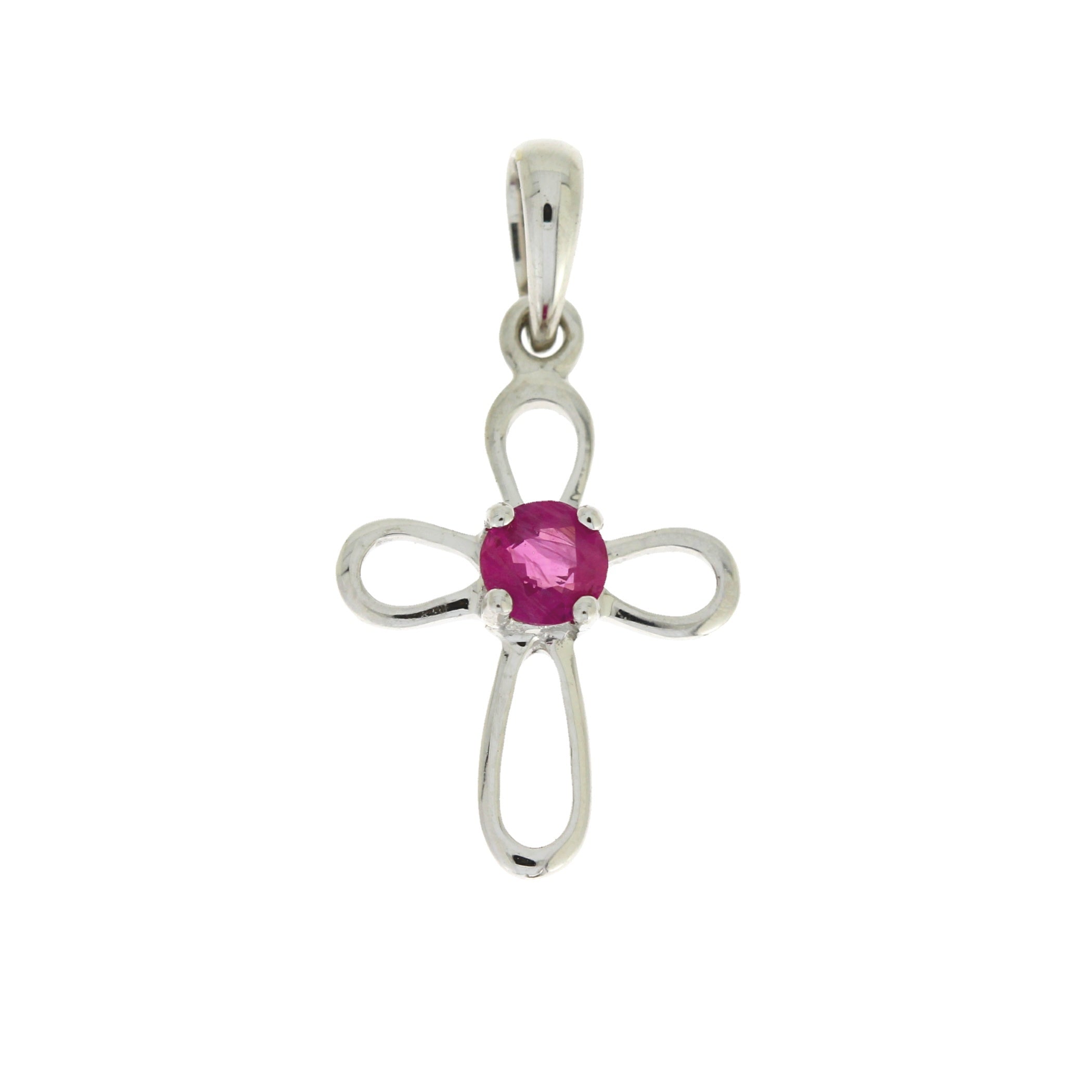 .22ct Ruby Cross Religious Pendant 10KT White Gold
