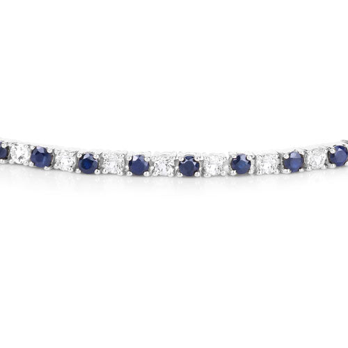 6.87 ct. t.w. Blue Sapphire and White Topaz Bracelet in Sterling Silver