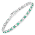 5.77 Carat Genuine Emerald and White Topaz .925 Sterling Silver Bracelet