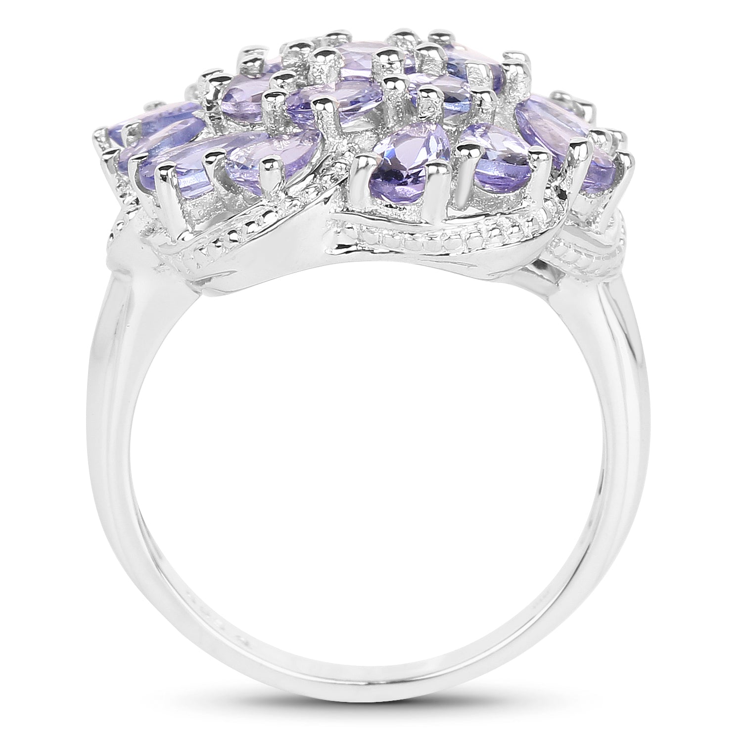 3.35 Carat Genuine Tanzanite .925 Sterling Silver Ring