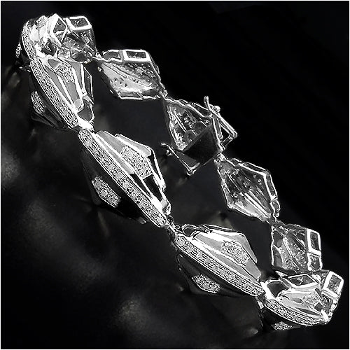 14K Yellow Gold Plated 1.07 Carat Genuine White Diamond Sterling Silver Bracelet