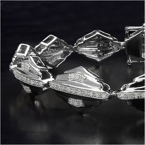 14K Yellow Gold Plated 1.07 Carat Genuine White Diamond Sterling Silver Bracelet