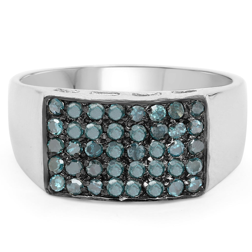 0.48 Carat Genuine Blue Diamond .925 Sterling Silver Ring