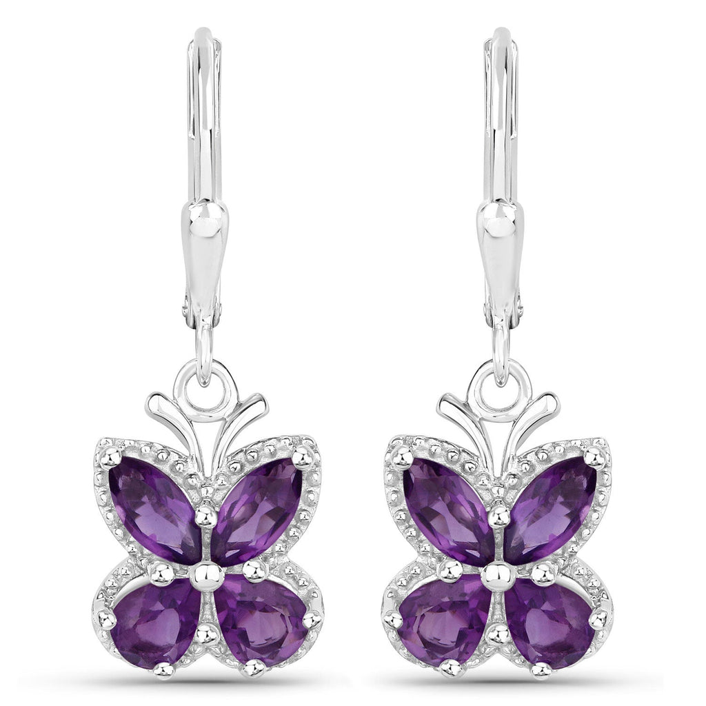 2.12 Carat Genuine Amethyst .925 Sterling Silver Earrings