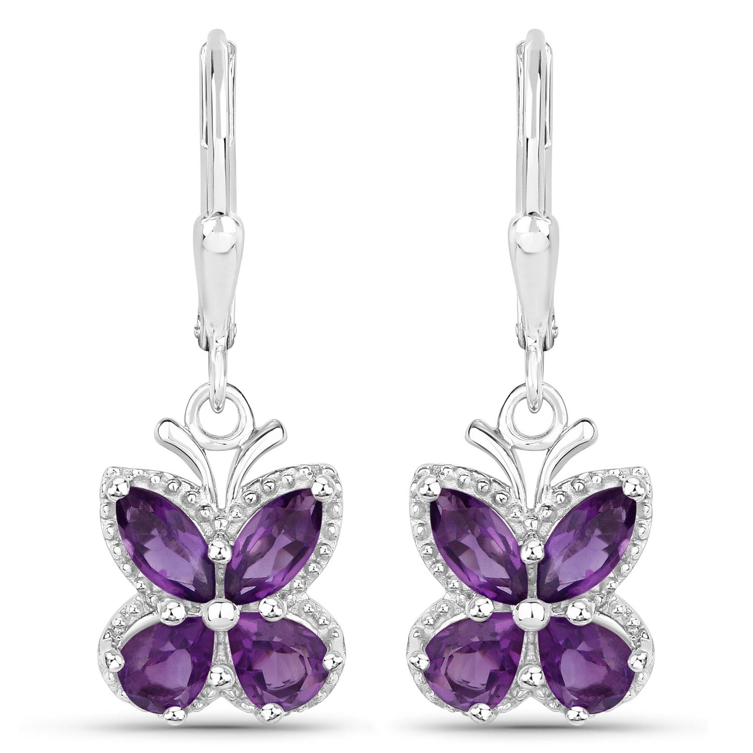 2.12 Carat Genuine Amethyst .925 Sterling Silver Earrings