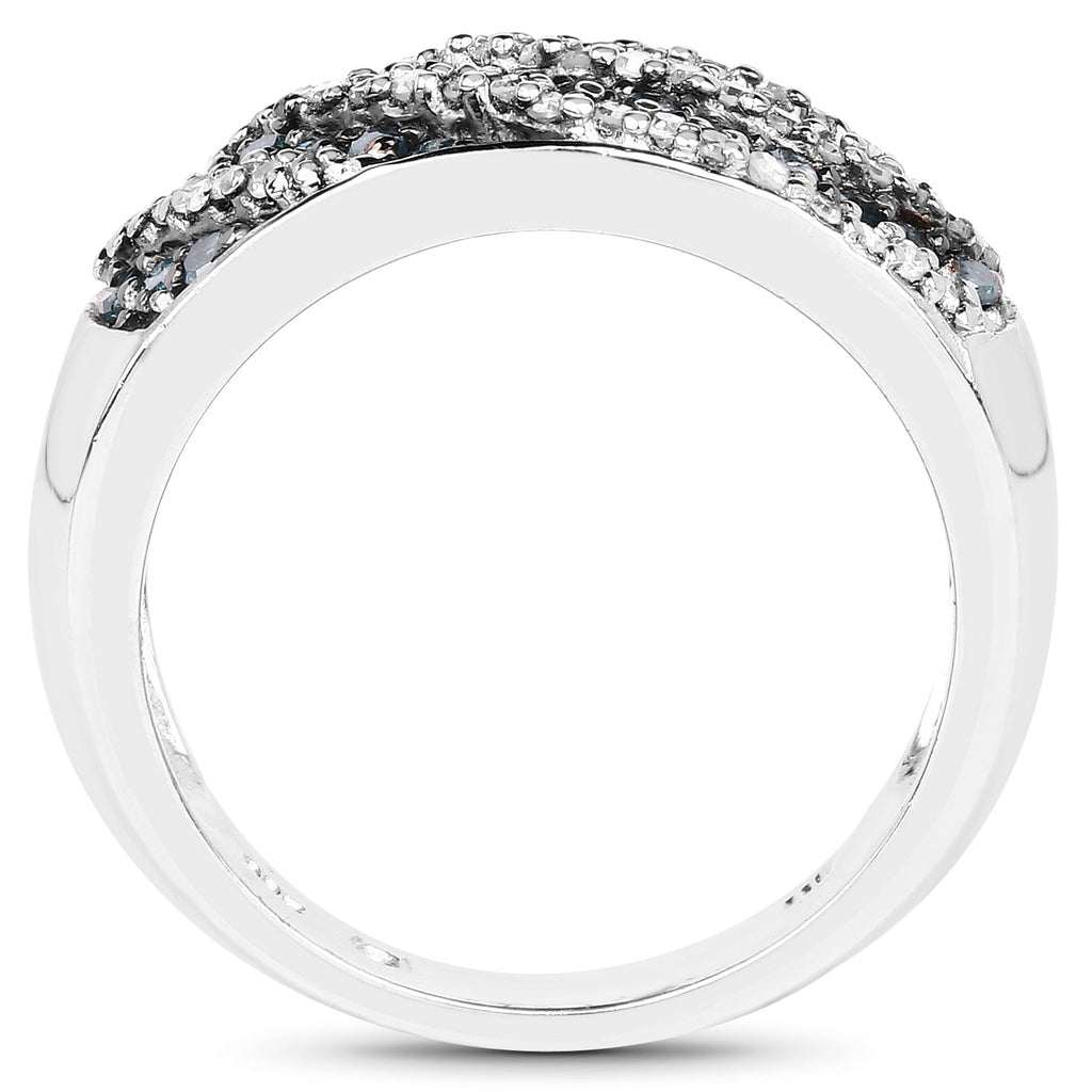 0.62 Carat Genuine Blue Diamond and White Diamond .925 Sterling Silver Ring