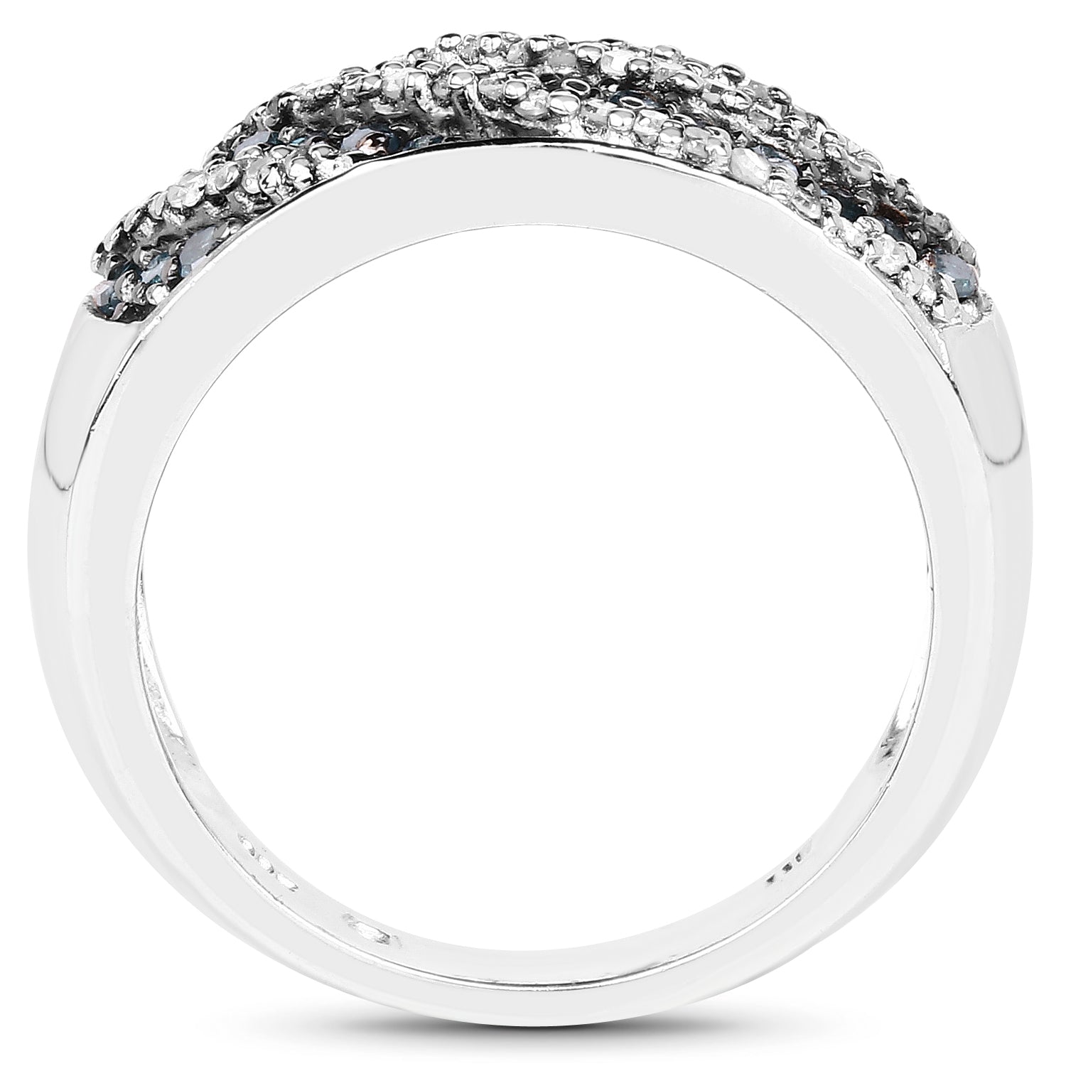0.62 Carat Genuine Blue Diamond and White Diamond .925 Sterling Silver Ring