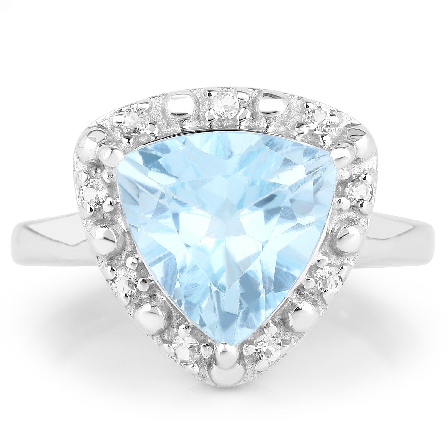 5.05 Carat Genuine Blue Topaz and White Topaz .925 Sterling Silver Ring