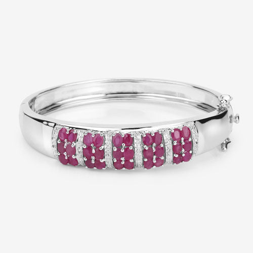 6.65 Carat Genuine Ruby and White Topaz .925 Sterling Silver Bracelet