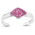 7.38 Carat Glass Filled Ruby, Ruby and White Topaz .925 Sterling Silver Bangle