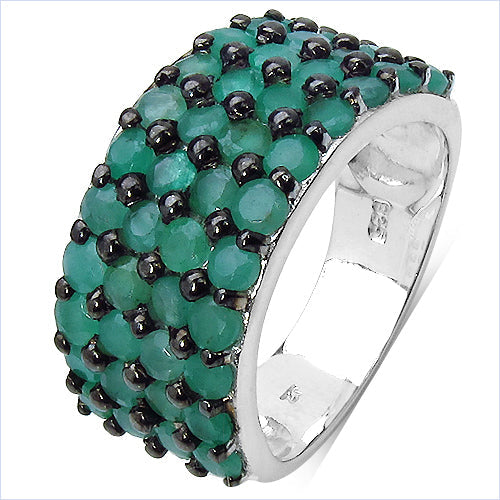 2.99 Carat Genuine Emerald .925 Sterling Silver Ring