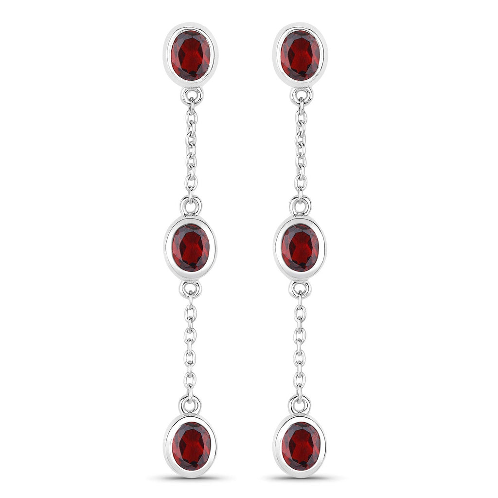 2.70 Carat Genuine Garnet .925 Sterling Silver Earrings