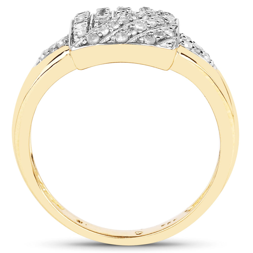 14K Yellow Gold Plated 0.23 Carat Genuine White Diamond .925 Sterling Silver Ring